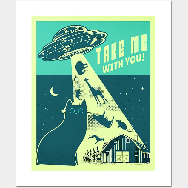 Take me with you! Sci Fi Cat Wall Art by Liesl Weppen